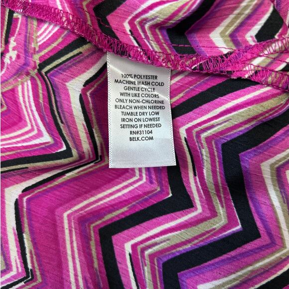 Kim Rogers Curvy Womens 3X Long Sleeve Button-Up Chevron Zigzag Print Blouse - Picture 7 of 9